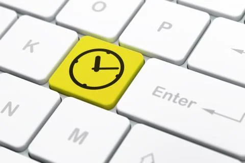 Time concept: Clock on computer keyboard background Stock Illustration