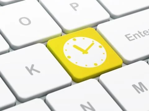 Time concept: Clock on computer keyboard background Stock Illustration