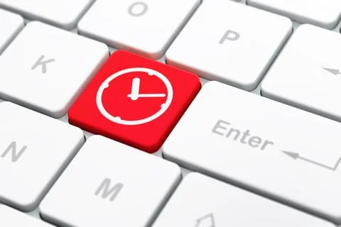 Time concept: Clock on computer keyboard background Stock Illustration