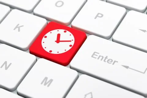 Time concept: Clock on computer keyboard background Stock Illustration