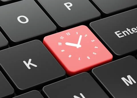 Time concept: Clock on computer keyboard background Stockillustratie