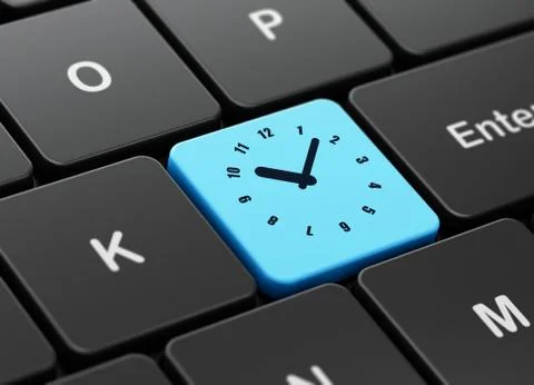 Time concept: Clock on computer keyboard background イラスト素材