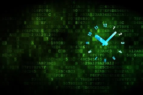 Time concept: Clock on digital background Stock Illustration