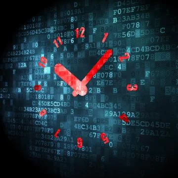 Time concept: Clock on digital background Stock Illustration
