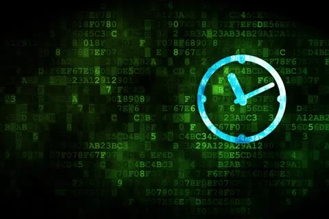 Time concept: Clock on digital background Stock Illustration