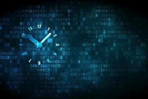 Time concept: Clock on digital background Stock Illustration