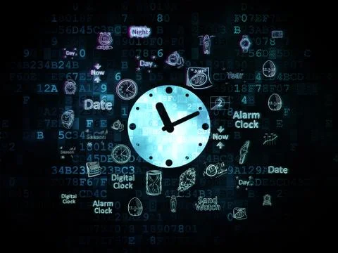 Time concept: Clock on Digital background Illustrazione stock