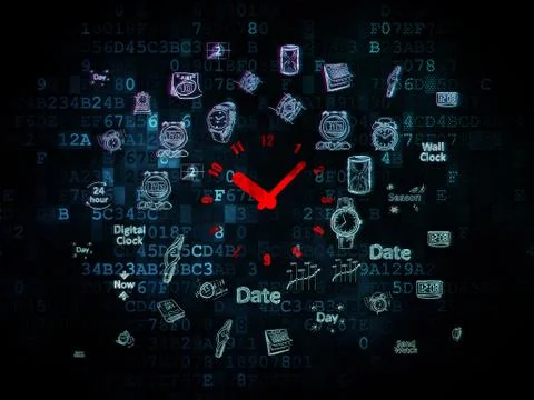 Time concept: Clock on Digital background Stock Illustration