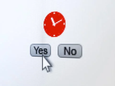 Time concept: Clock on digital computer screen Ilustración de archivo