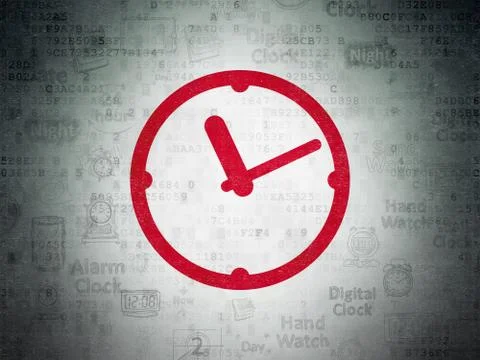 Time concept: Clock on Digital Data Paper background Stock Illustration