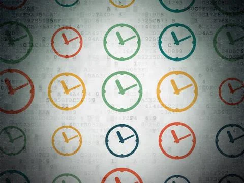 Time concept: Clock icons on Digital Paper background Stock Illustration