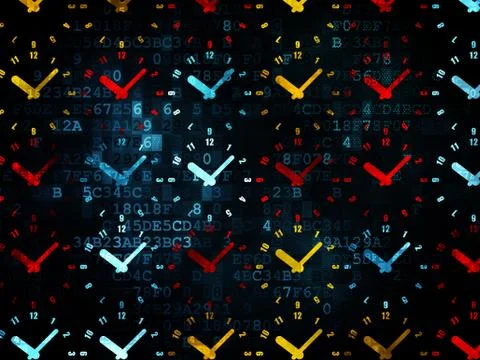Time concept: Clock icons on Digital background Stock Illustration
