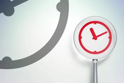Time concept:  Clock with optical glass on digital background 库存插图