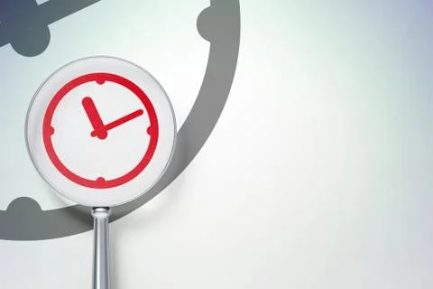 Time concept:  Clock with optical glass on digital backgroun Illustration