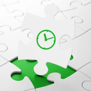 Time concept: Clock on puzzle background Stock Illustration