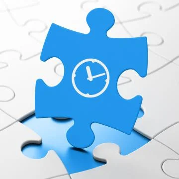Time concept: Clock on puzzle background Stock Illustration