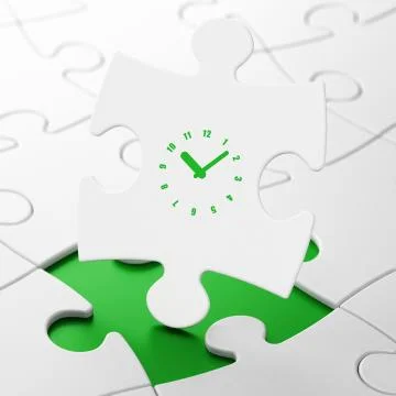 Time concept: Clock on puzzle background Stock Illustration