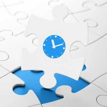Time concept: Clock on puzzle background Stock Illustration