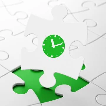 Time concept: Clock on puzzle background Stock Illustration