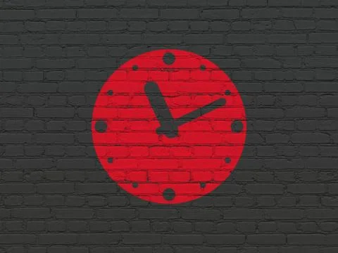 Time concept: Clock on wall background Ilustración de archivo