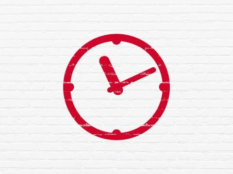 Time concept: Clock on wall background Ilustración de archivo