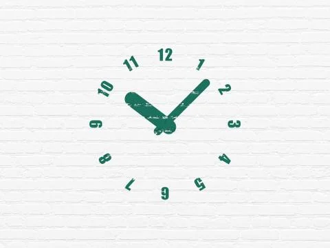Time concept: Clock on wall background Ilustración de archivo