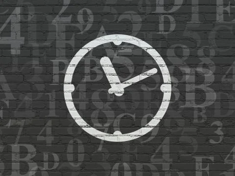 Time concept: Clock on wall background Stock Illustration