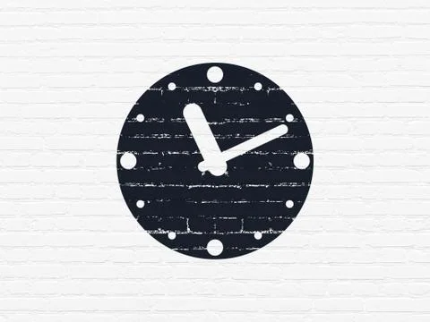 Time concept: Clock on wall background Ilustración de archivo