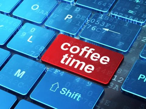 Time concept: Coffee Time on computer keyboard background 库存插图
