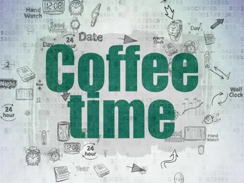 Time concept: Coffee Time on Digital Paper background 库存插图