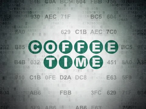 Time concept: Coffee Time on Digital Data Paper background Stock Illustration