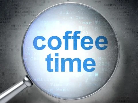 Time concept: Coffee Time with optical glass 库存插图