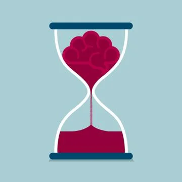 Time concept design, brain icon in the hourglass. Stock Illustration