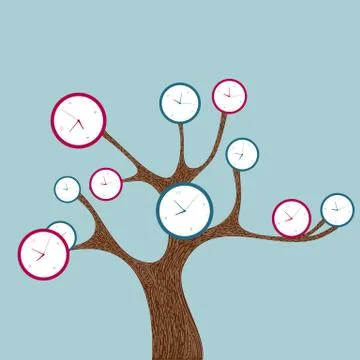 Time concept design. Isolated on blue background. Stock Illustration