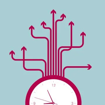Time concept design. Isolated on blue background. Illustrazione stock