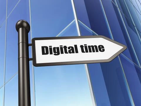 Time concept: Digital Time on Building background Ilustración de archivo