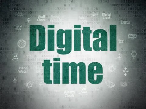 Time concept: Digital Time on Digital Data Paper background Illustration