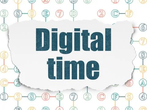 Time concept: Digital Time on Torn Paper background Illustration