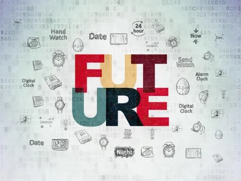 Time concept: Future on Digital Data Paper background Illustrazione stock
