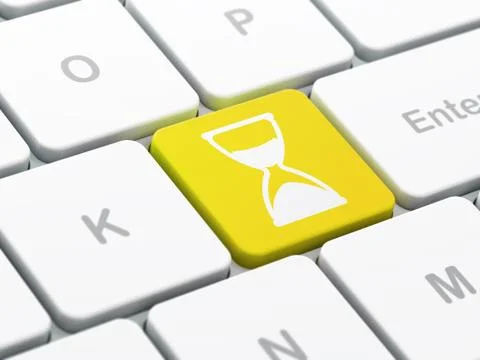 Time concept: Hourglass on computer keyboard background Stock Illustration