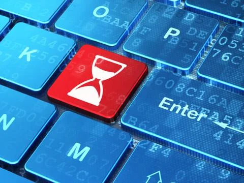 Time concept: Hourglass on computer keyboard background イラスト素材