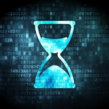 Time concept: Hourglass on digital background Stock Illustration