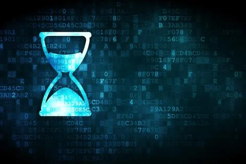 Time concept: Hourglass on digital background 스톡 일러스트