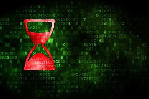 Time concept: Hourglass on digital background 스톡 일러스트