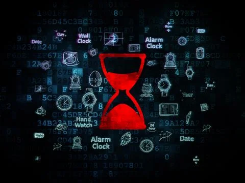 Time concept: Hourglass on Digital background イラスト素材