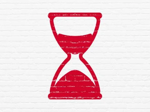 Time concept: Hourglass on wall background Ilustración de archivo