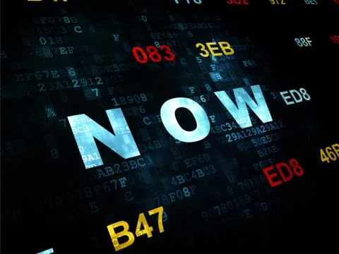 Time concept: Now on Digital background Illustration