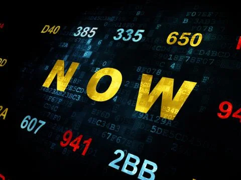 Time concept: Now on Digital background イラスト素材
