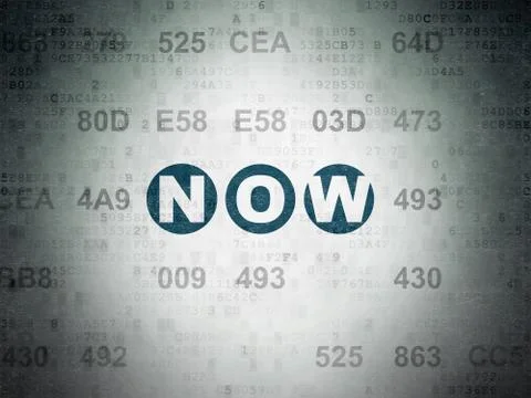 Time concept: Now on Digital Data Paper background Illustration