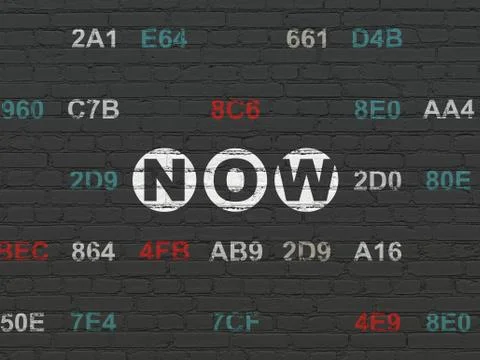 Time concept: Now on wall background Illustration